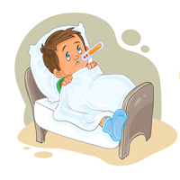 Set icons little boy sick